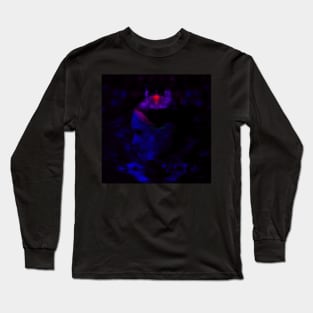 Portrait, digital collage and special processing. Woman in higher state of energy level. Dark blue and red. Long Sleeve T-Shirt